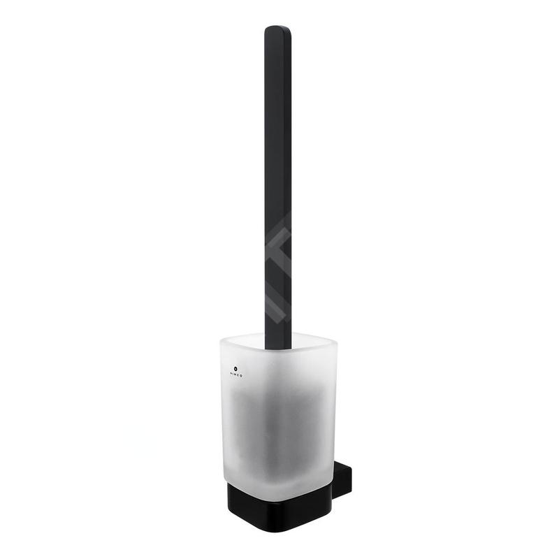 Nimco Kibo - Brosse de toilette murale avec support, verre dépoli/noir mat Ki-14094CN-HR-90