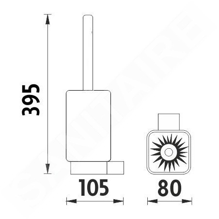 Nimco Kibo - Brosse de toilette murale avec support, verre dépoli/noir mat Ki-14094CN-HR-90