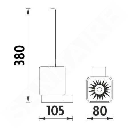 Nimco Kibo - Brosse de toilette murale avec support, céramique blanche/noir mat Ki-14094KN-HR-90