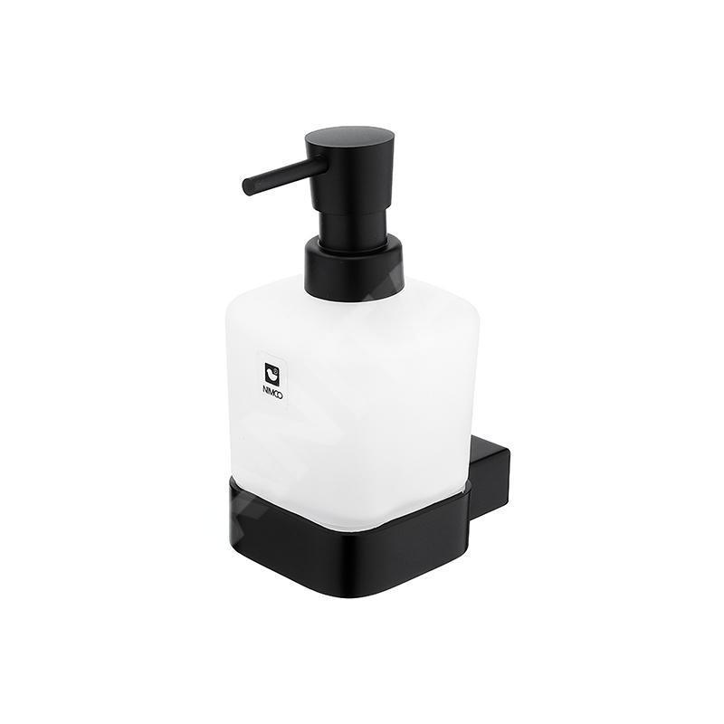 Nimco Kibo - Distributeur de savon avec support, verre dépoli/noir mat Ki-14031C-T-90