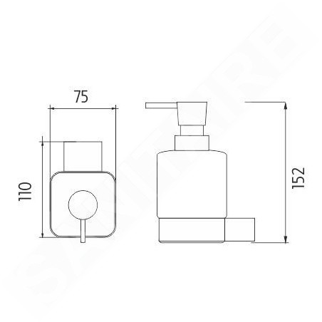Nimco Kibo - Distributeur de savon avec support, verre dépoli/noir mat Ki-14031C-T-90