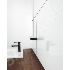 Nimco Kibo - Porte-savon avec support, céramique blanche/noir mat Ki-14059K-90
