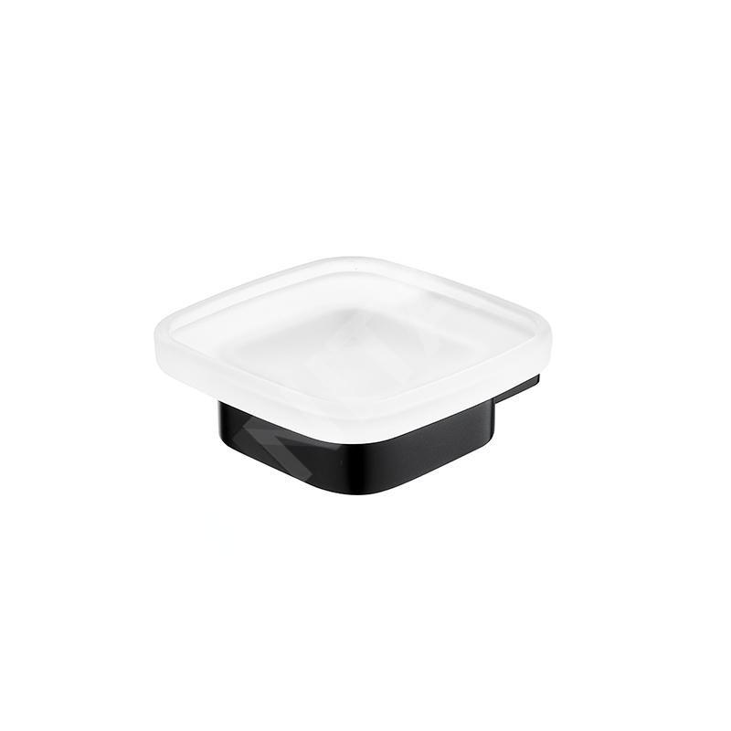 Nimco Kibo - Porte-savon avec support, verre dépoli/noir mat Ki-14059C-90
