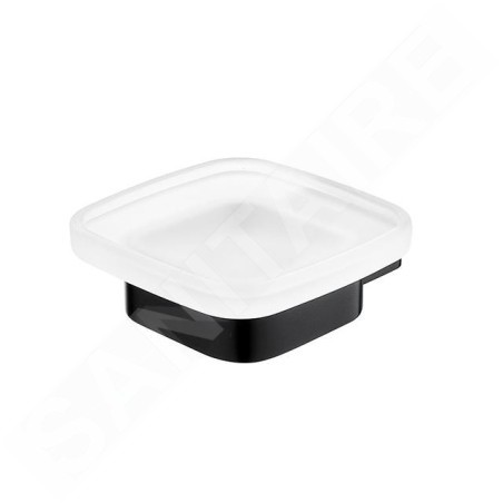 Nimco Kibo - Porte-savon avec support, verre dépoli/noir mat Ki-14059C-90