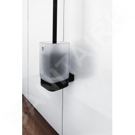 Nimco Kibo - Brosse de toilette murale avec support, verre dépoli/noir mat Ki-14094CN-90