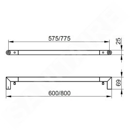 Keuco Reva - Porte-serviettes, longueur de 800 mm, noir mat 12801370800