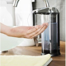 Compactor Clever - Distributeur de savon liquide sans contact, 510 ml, plastique noir/chrome RAN6026