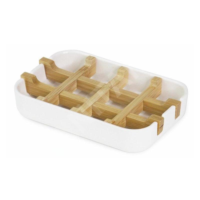 Compactor Organisateurs cosmétiques - Porte-savon, plastique blanc/bambou RAN10267