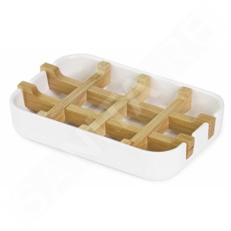 Compactor Organisateurs cosmétiques - Porte-savon, plastique blanc/bambou RAN10267