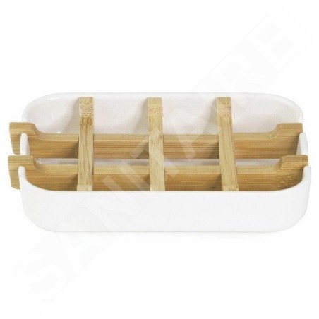 Compactor Organisateurs cosmétiques - Porte-savon, plastique blanc/bambou RAN10267