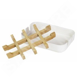 Compactor Organisateurs cosmétiques - Porte-savon, plastique blanc/bambou RAN10267