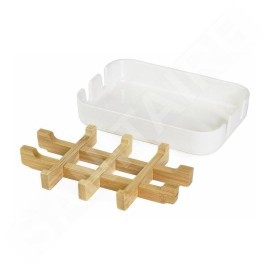 Compactor Organisateurs cosmétiques - Porte-savon, plastique blanc/bambou RAN10267