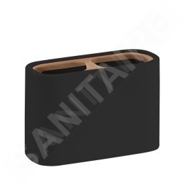 Sapho Accessoires de salle de bains Gedy - Gobelet Ninfea pour brosses à dents et dentifrice, noir/bambou 139814