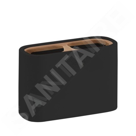 Sapho Accessoires de salle de bains Gedy - Gobelet Ninfea pour brosses à dents et dentifrice, noir/bambou 139814