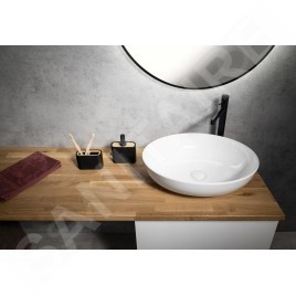 Sapho Accessoires de salle de bains Gedy - Gobelet Ninfea pour brosses à dents et dentifrice, noir/bambou 139814