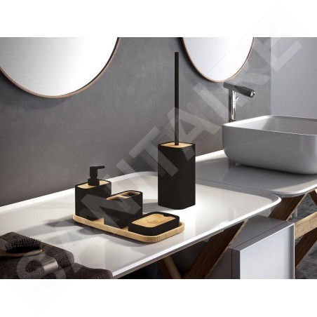 Sapho Accessoires de salle de bains Gedy - Brosse de toilette Ninfea à poser, noir/bambou 133314