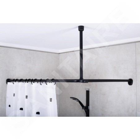Sapho Accessoire Ridder - Support de tringle de douche d'angle, noir 59611
