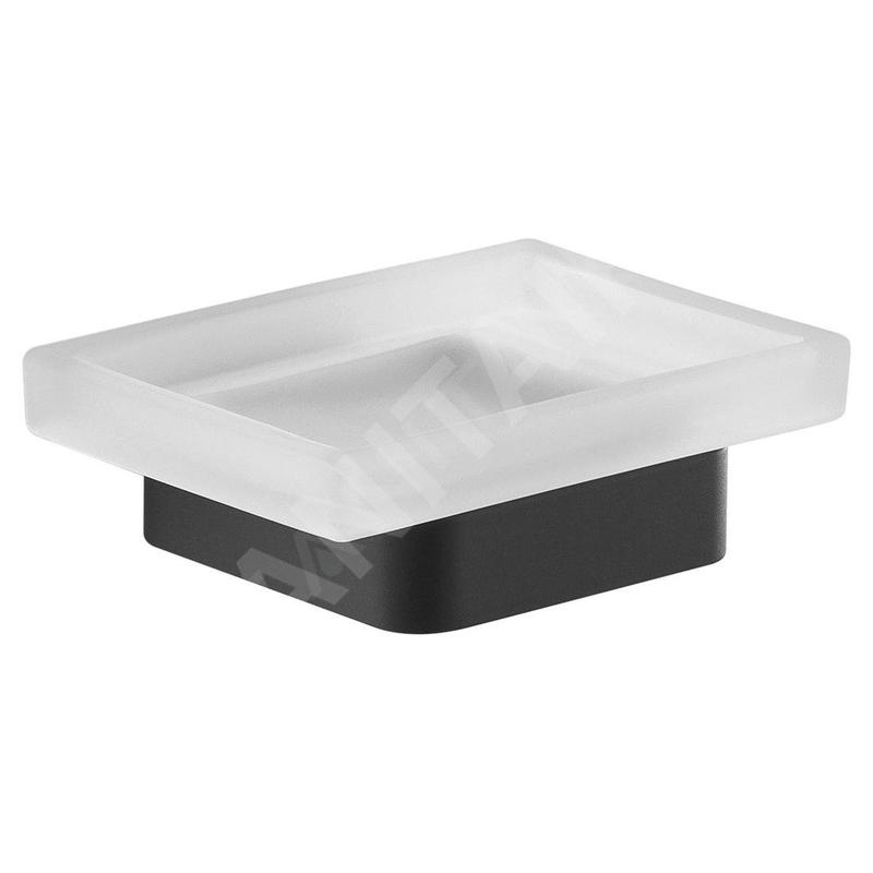Sapho Gedy Samoa - Porte-savon avec support, verre mat/noir mat A81114