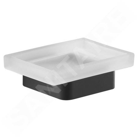 Sapho Gedy Samoa - Porte-savon avec support, verre mat/noir mat A81114