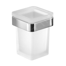 Sapho Gedy Samoa - Verre pour brosse à dents et dentifrice avec support, verre dépoli / chrome A81013