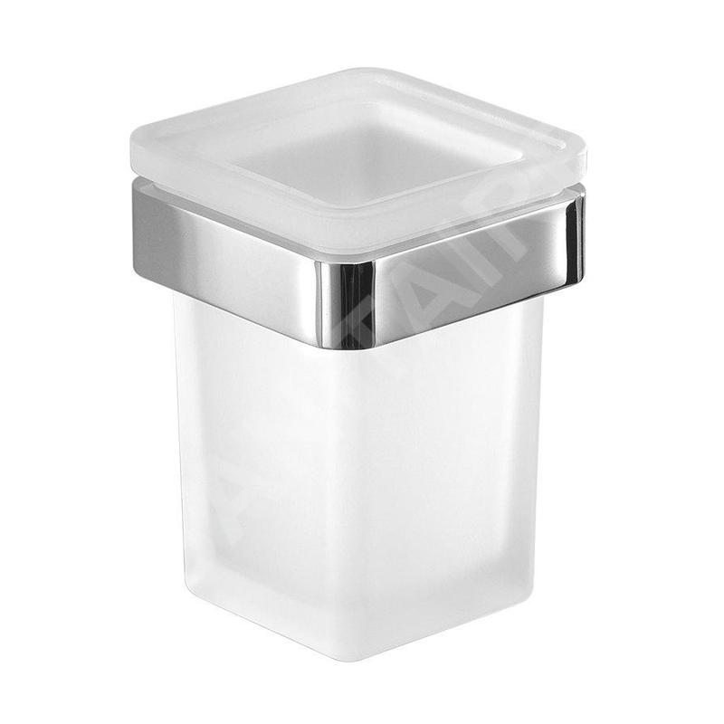 Sapho Gedy Samoa - Verre pour brosse à dents et dentifrice avec support, verre dépoli / chrome A81013