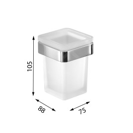Sapho Gedy Samoa - Verre pour brosse à dents et dentifrice avec support, verre dépoli / chrome A81013