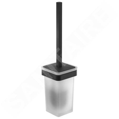 Sapho Gedy Samoa - Brosse WC murale, avec support, verre mat/noir mat A83314