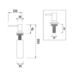 Nimco Autres - Distributeur de savon ou de désinfectant, 350 ml, encastré, acier inoxydable UNM 4031V-10