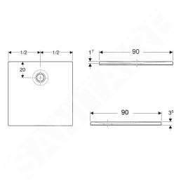 Geberit - Receveur de douche 90x90 cm, blanc 550.324.00.1