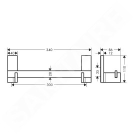 Axor Universal Rectangular - Barre de soutien, longueur 300 mm, chrome 42613000