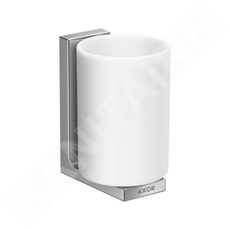 Axor Universal Rectangular - Verre pour brosse à dents et dentifrice avec support, blanc / chrome 42604000