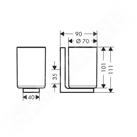 Axor Universal Rectangular - Verre pour brosse à dents et dentifrice avec support, blanc / chrome 42604000