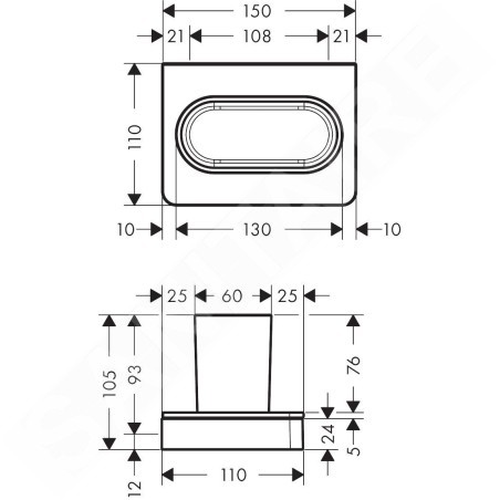 Axor Universal - Verre pour brosse à dents et dentifrice avec support, noir mat 42834670
