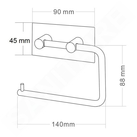 Sapho Accessoires - Porte-papier toilette à collet, noir mat 33211