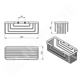Sapho Gedy Smart - Etagère grille, longueur 252 mm, blanc 2419-02