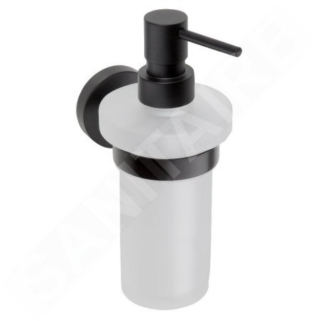 Sapho X-Round - Distributeur de savon avec support, verre mat / noir XR101B