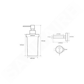 Sapho X-Round - Distributeur de savon avec support, verre mat / noir XR101B