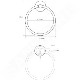 Sapho X-Round - Porte-serviettes, noir XR411B