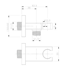 Sapho Douches - Coude mural avec support, doré AQ591GB