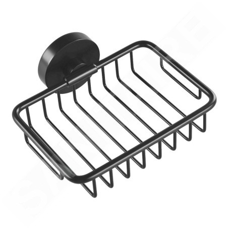 Sapho X-Round - Porte-savon en fil de fer avec support, noir XR801B