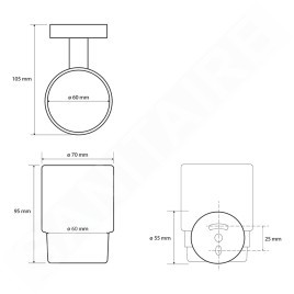 Sapho X-Round - Verre pour brosse à dents et dentifrice, verre mat / noir XR903B