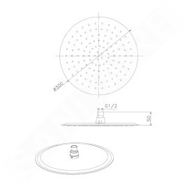 Sapho Slim - Douche de tête, diamètre 300 mm, doré MS573GB