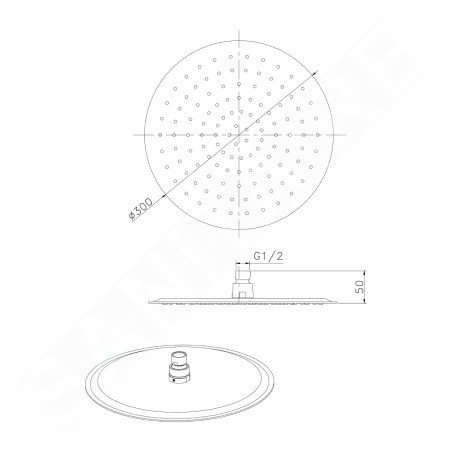 Sapho Slim - Douche de tête, diamètre 300 mm, doré MS573GB