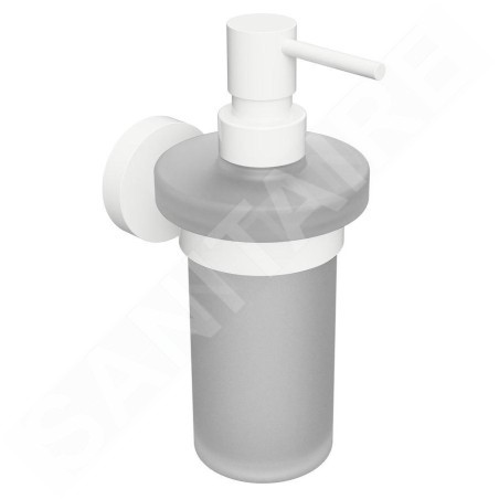 Sapho X-Round - Distributeur de savon avec support, verre dépoli / blanc XR101W