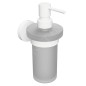 Sapho X-Round - Distributeur de savon avec support, verre dépoli / blanc XR101W