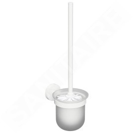 Sapho X-Round - Brosse WC murale avec support, verre mat/blanc XR303W