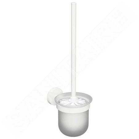 Sapho X-Round - Brosse WC murale avec support, verre mat/blanc XR303W