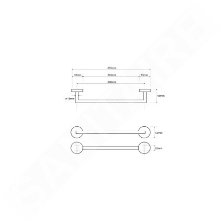 Sapho X-Round - Porte-serviettes, longueur 60 cm, blanc XR404W