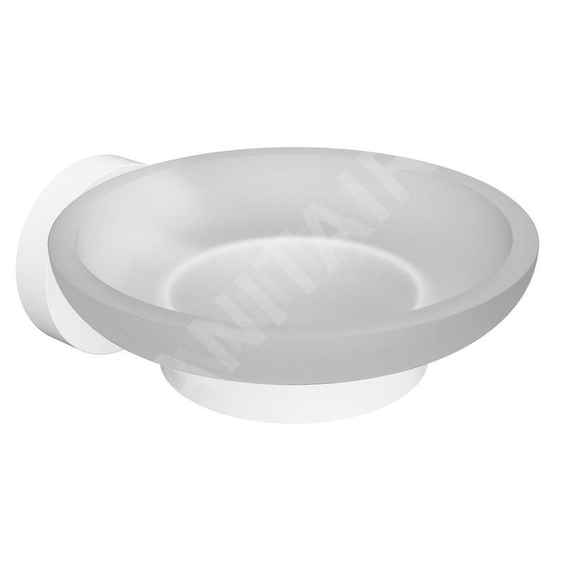 Sapho X-Round - Porte-savon avec support, verre dépoli / blanc XR803W