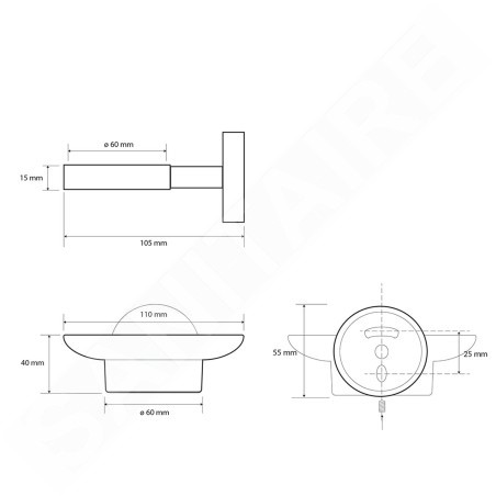 Sapho X-Round - Porte-savon avec support, verre dépoli / blanc XR803W